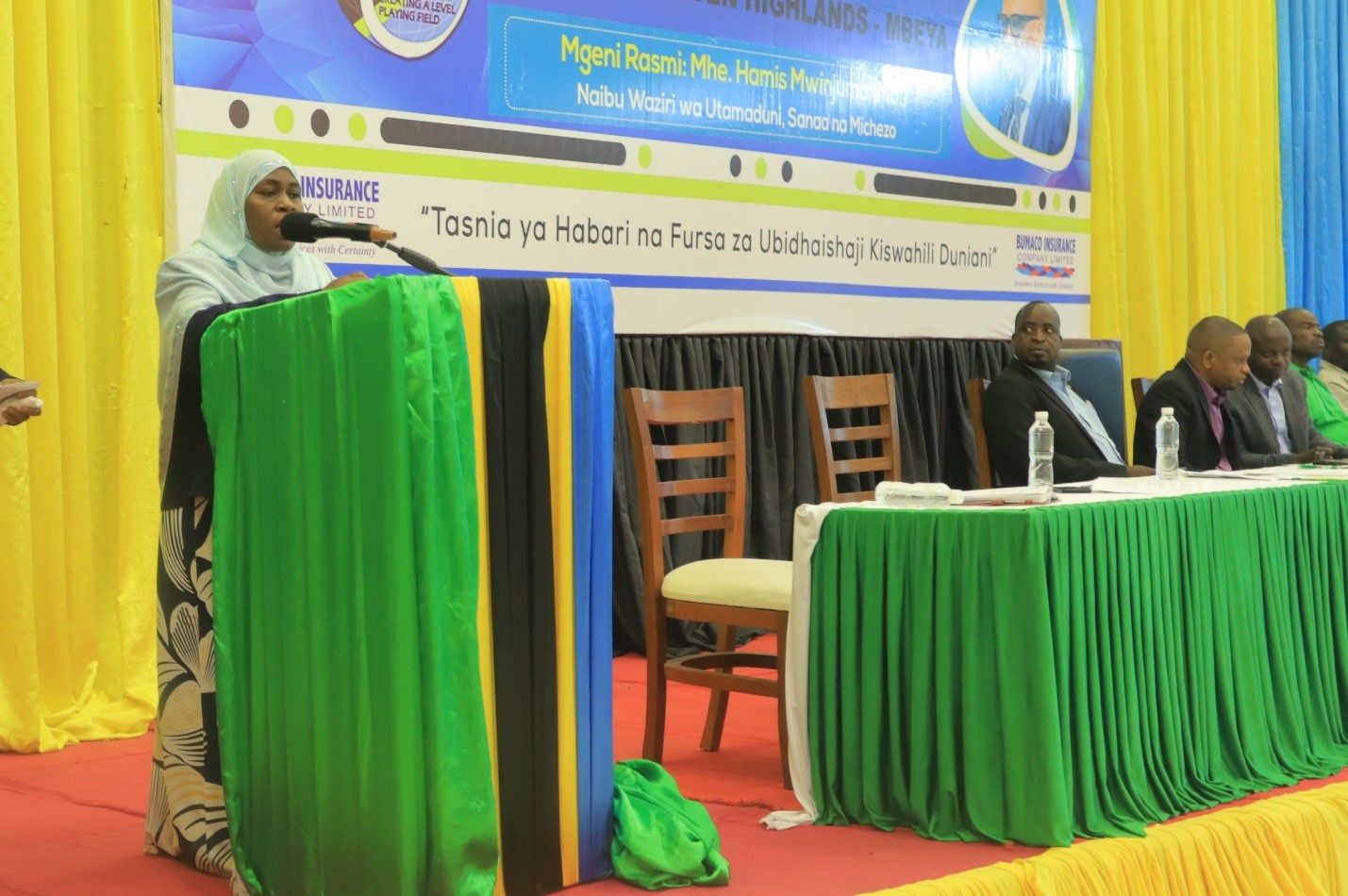 The Executive Secretary of the Zanzibar Kiswahili Council, Dr. Mwanaija Omary, speaking at the Fourth World Kiswahili Channels Conference
